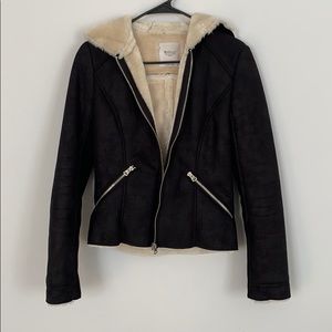 Zara Black Suede Zip-Up Jacket.